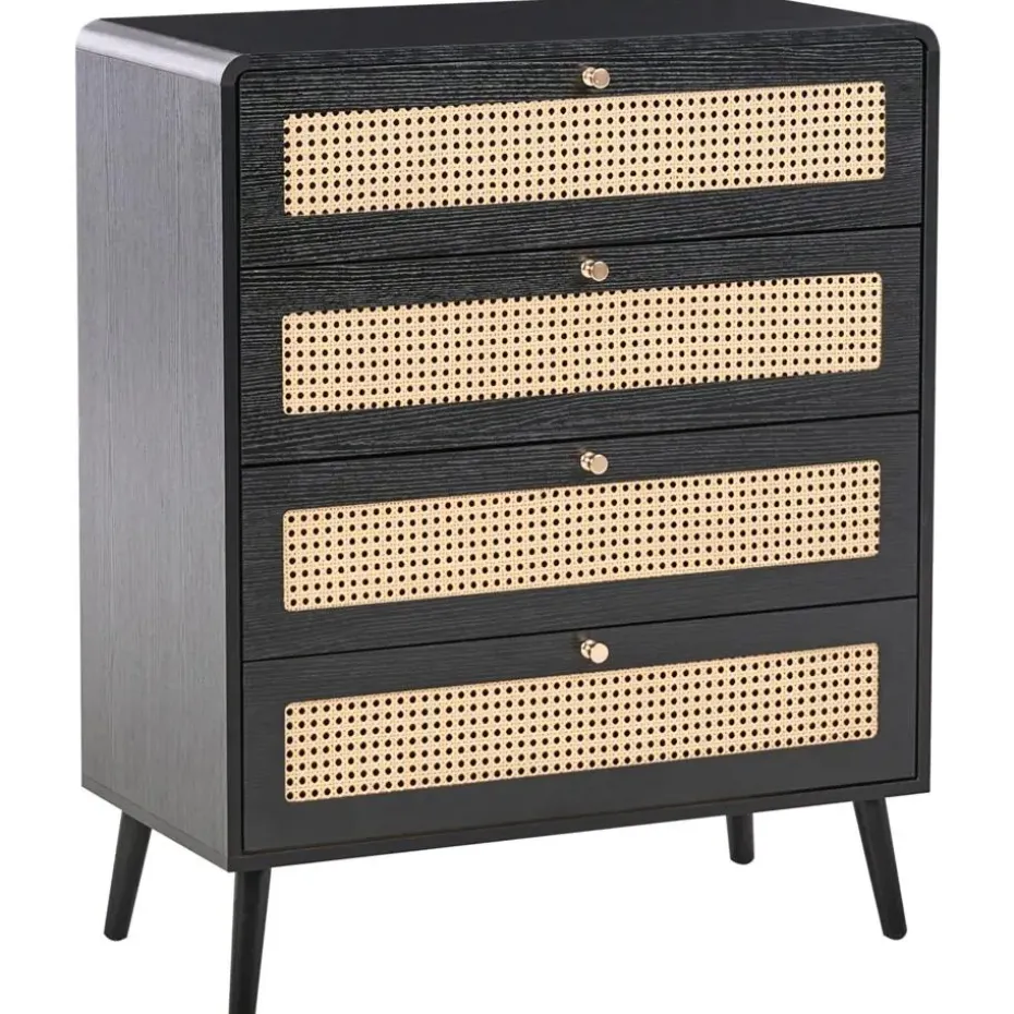 MOURA - Ladekast 4 lades - Zwart - MDF