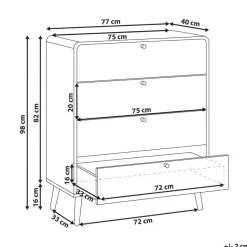 MOURA - Ladekast 4 lades - Zwart - MDF