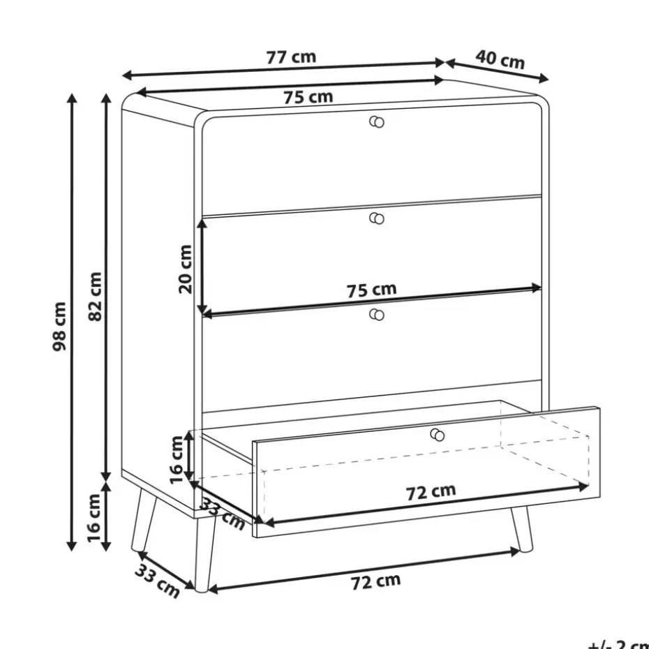 MOURA - Ladekast 4 lades - Zwart - MDF
