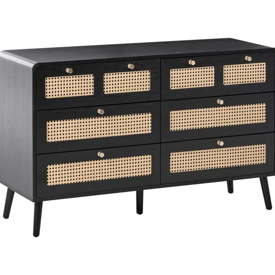 MOURA - Ladekast 6 lades - Zwart - MDF