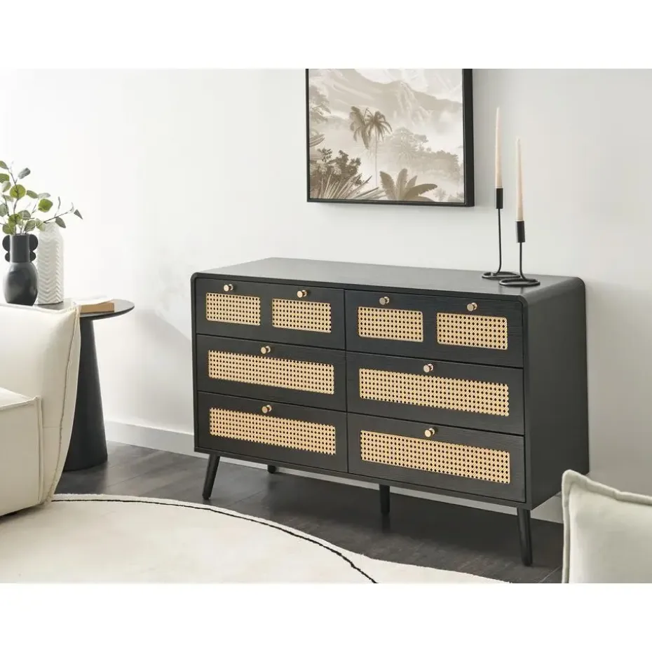 MOURA - Ladekast 6 lades - Zwart - MDF