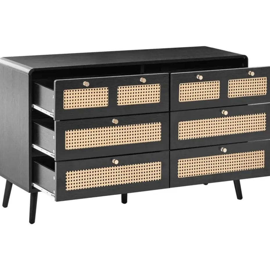 MOURA - Ladekast 6 lades - Zwart - MDF