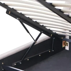 MOUZON - Bed met opbergruimte - Lichtbeige - 140 x 200 cm - Stof