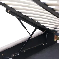 MOUZON - Bed met opbergruimte - Beige - 140 x 200 cm - Stof