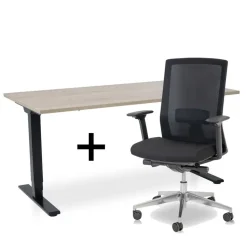 MRC COMFORT Set - Zit-sta bureau + stoel - 160x80 - midden eiken