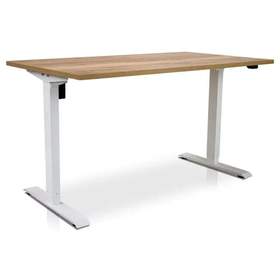 MRC EASY elektrisch ARBO zit-sta bureau - 120x80cm - wit - robuust eiken