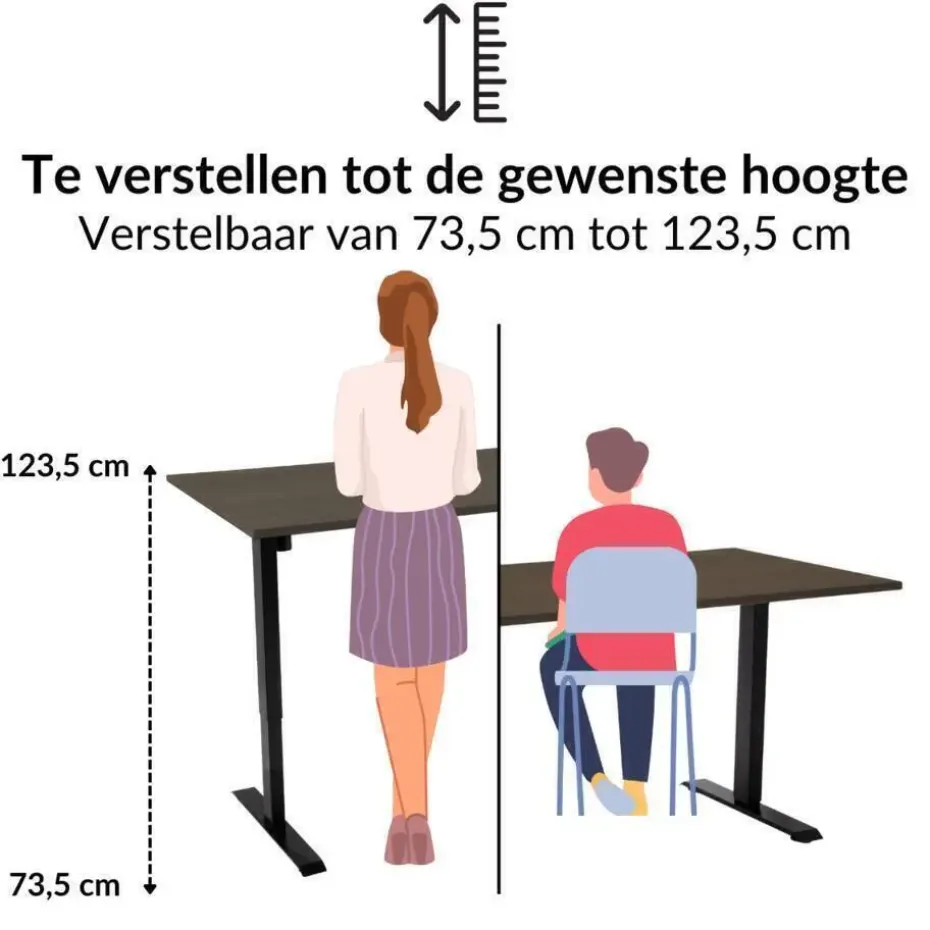 MRC EASY Zit-Sta Bureau – Elektrisch Verstelbaar – 120x80 cm – Blad Sand Grey