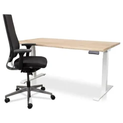 MRC Zit-sta bureau massief boomstam blad 120x80 wit frame NEN-EN 527