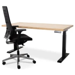 MRC Zit-sta bureau massief eiken blad 160x80 zwart frame NEN-EN 527