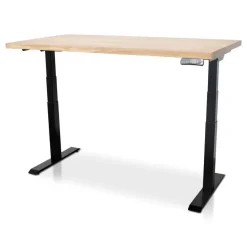 MRC Zit-sta bureau massief eiken blad 160x80 zwart frame NEN-EN 527