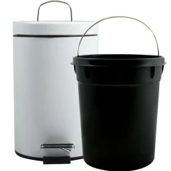 MSV badkamer/toilet pedaalemmer - wit - 3 liter - 17 x 25 cm