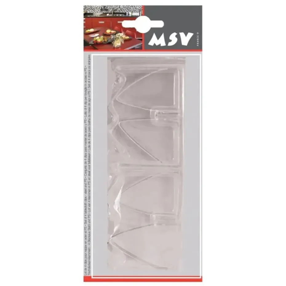 MSV Tafelkleed klemmen - 4x - transparant - kunststof - 4 x 6 cm
