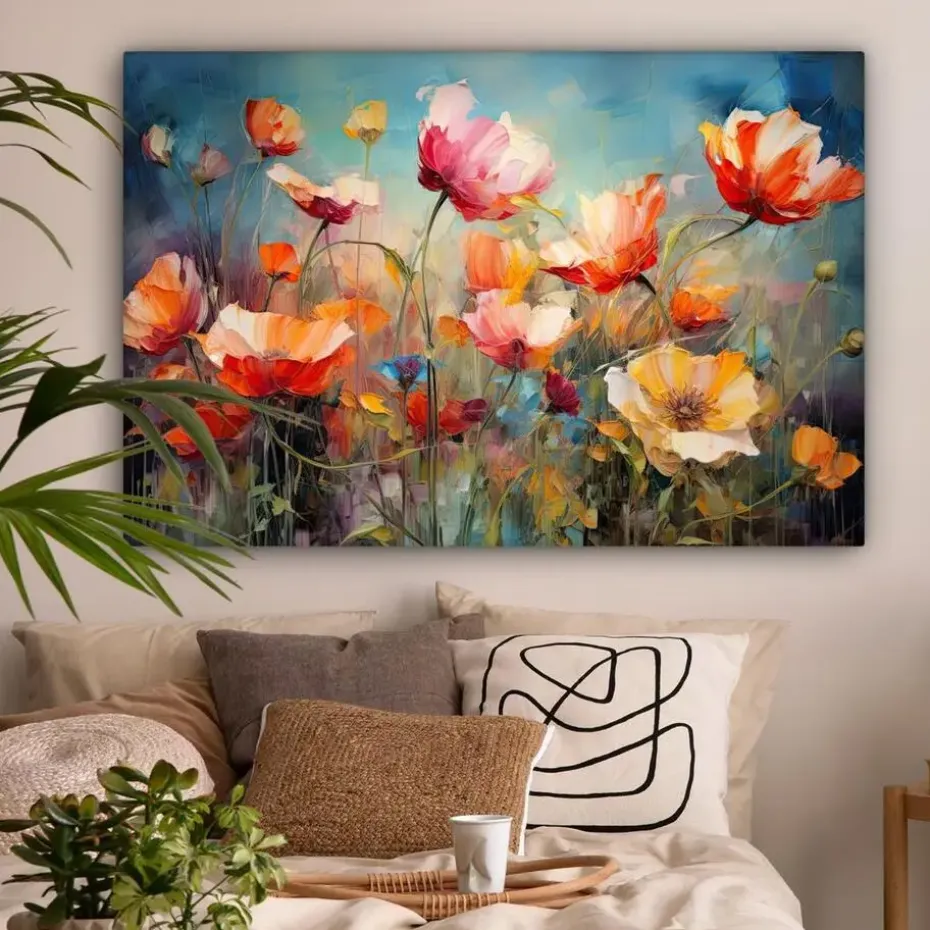 MuchoWow Canvas Schilderij 120x80cm Bloemen Watercolor Kunst
