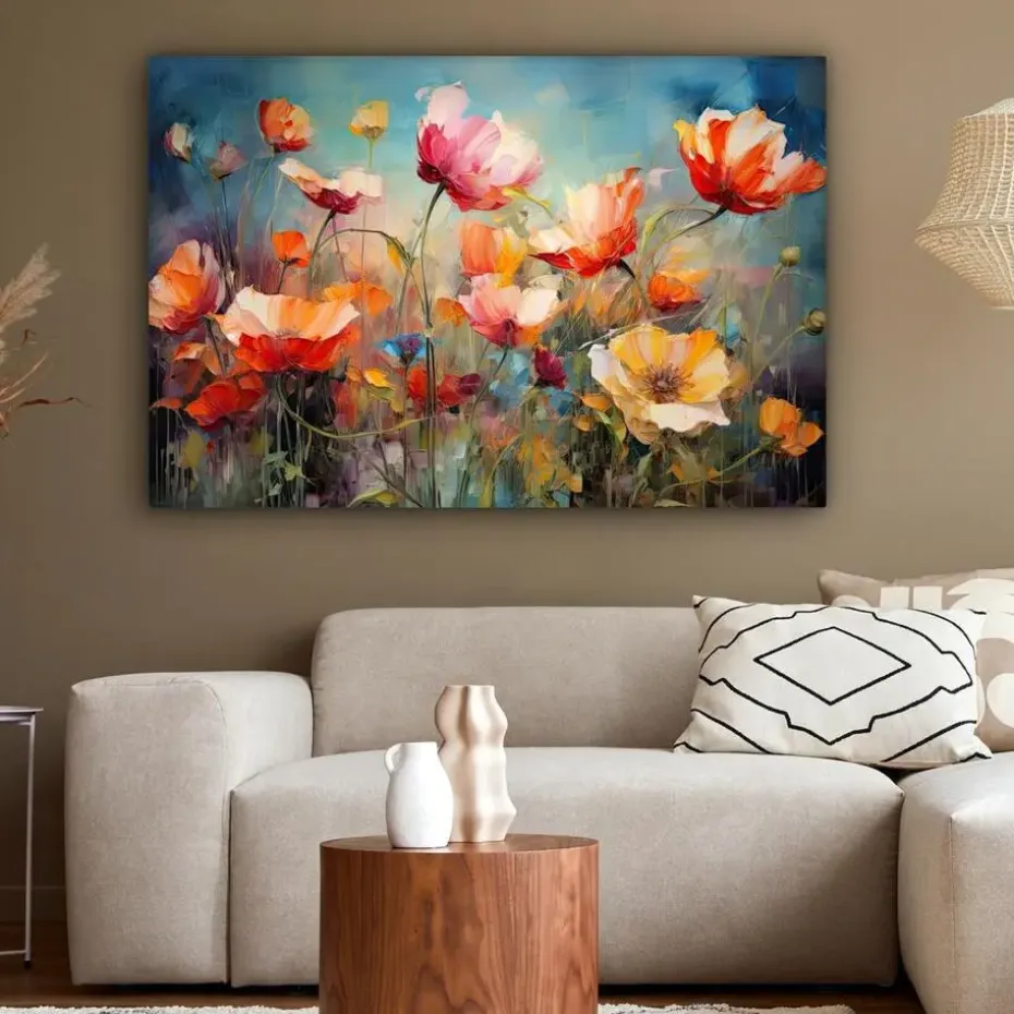 MuchoWow Canvas Schilderij 120x80cm Bloemen Watercolor Kunst