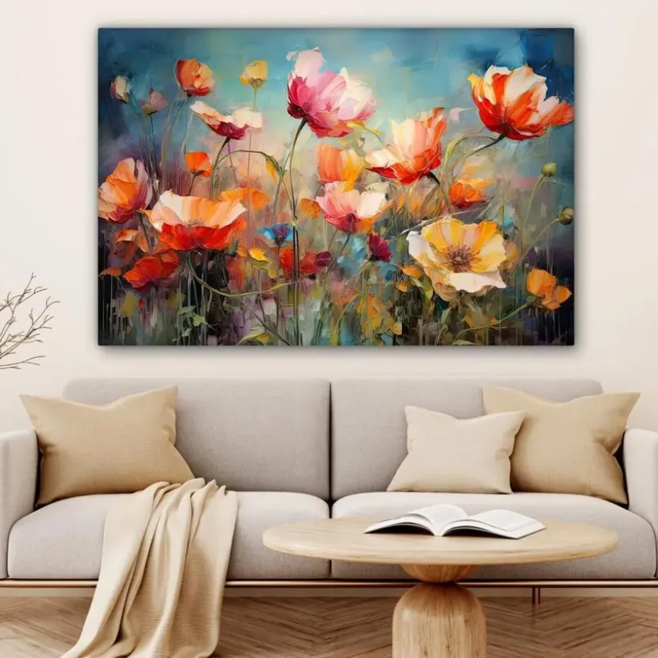MuchoWow Canvas Schilderij 120x80cm Bloemen Watercolor Kunst
