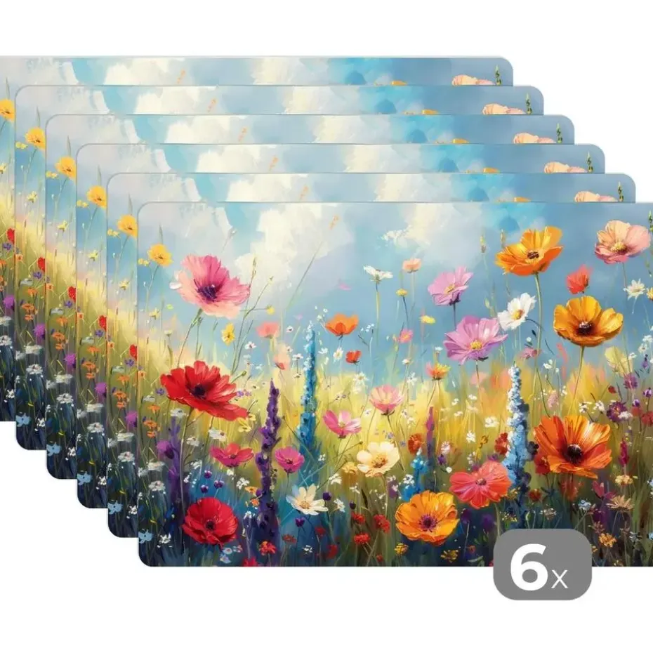 MuchoWow Placemat (6stuks) 45x30cm Bloemen Natuur Botanisch