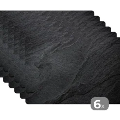MuchoWow Placemat (6stuks) 45x30cm Beton Zwart Industrieel