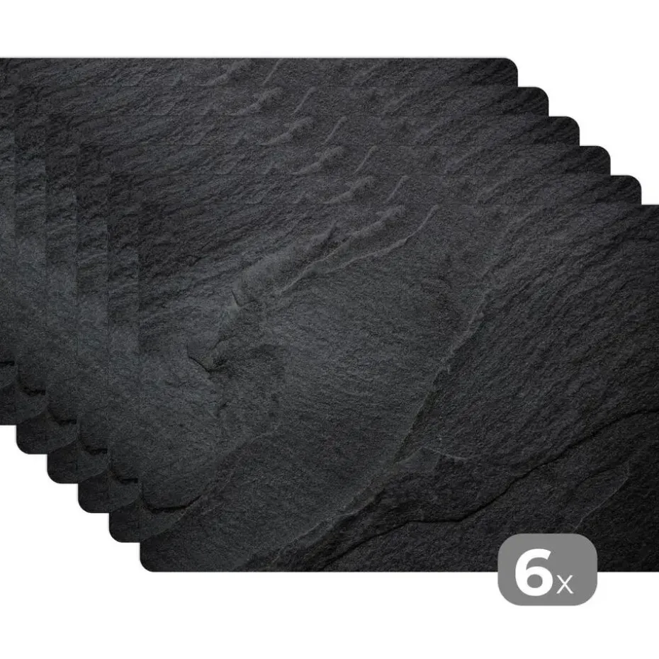 MuchoWow Placemat (6stuks) 45x30cm Beton Zwart Industrieel