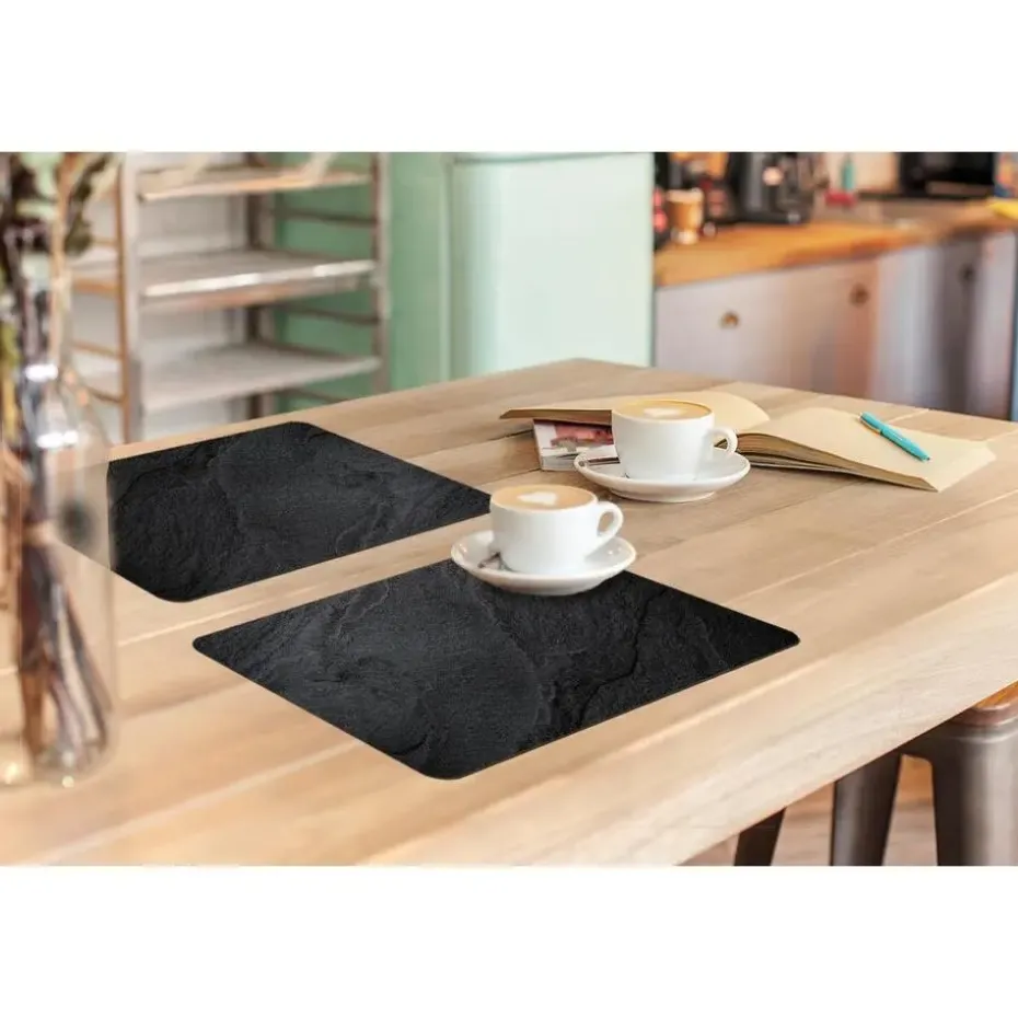 MuchoWow Placemat (6stuks) 45x30cm Beton Zwart Industrieel