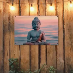 MuchoWow Tuinposter 90x60cm Boeddha Beeld Buddha Water