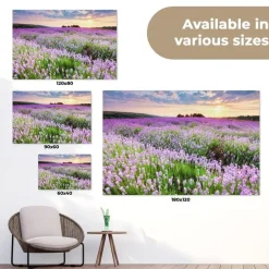 MuchoWow Tuinposter 120x80cm Bloemen Lavendel Paars Lucht