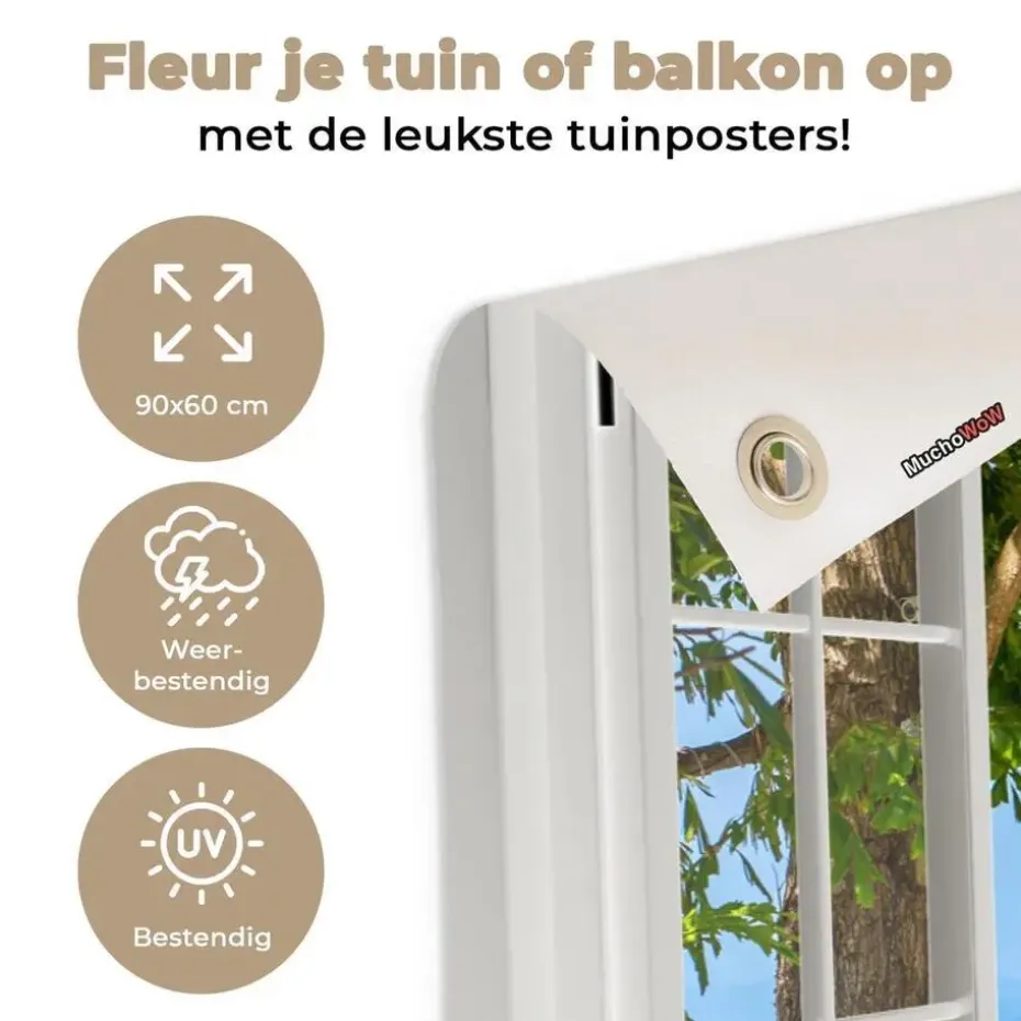 MuchoWow Tuinposter 90x60cm Doorkijk Boom Zee Palmboom