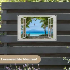 MuchoWow Tuinposter 90x60cm Doorkijk Boom Zee Palmboom