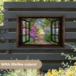 MuchoWow Tuinposter 120x80cm Hortensia Doorkijk Bloemen Paars