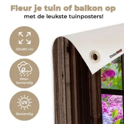 MuchoWow Tuinposter 120x80cm Hortensia Doorkijk Bloemen Paars