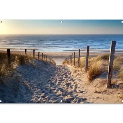 MuchoWow Tuinposter 120x80cm Strand Zee Nederland Duinen Zon
