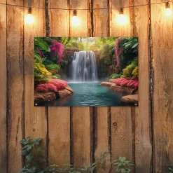 MuchoWow Tuinposter 90x60cm Waterval Natuur Planten Jungle