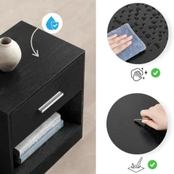 Nachtkastje - Nachtkast - 41 x 39 x 28 cm - Nachtkastje met Lade - Zwart