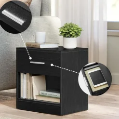 Nachtkastje - Nachtkast - 41 x 39 x 28 cm - Nachtkastje met Lade - Zwart