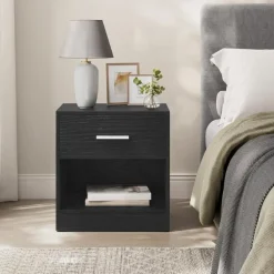 Nachtkastje - Nachtkast - 41 x 39 x 28 cm - Nachtkastje met Lade - Zwart