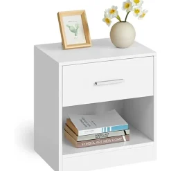 Nachtkastje - Nachtkast Wit - 41 x 39 x 28 cm - Nachtkastje met Lade - Wit