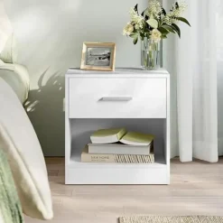 Nachtkastje - Nachtkast Wit - 41 x 39 x 28 cm - Nachtkastje met Lade - Wit