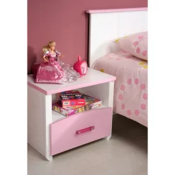 Nachtkastje Kiki - 1 lade - wit/roze