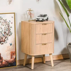 Nachtkastje met 3 laden van natuurlijk hout