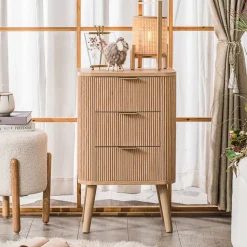 Nachtkastje met 3 laden van natuurlijk hout