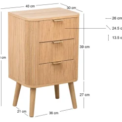 Nachtkastje met 3 laden van natuurlijk hout