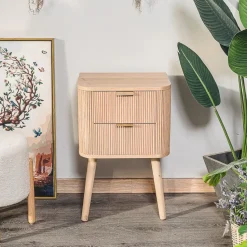 Nachtkastje met 2 laden van natuurlijk hout