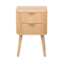 Nachtkastje met 2 laden van natuurlijk hout