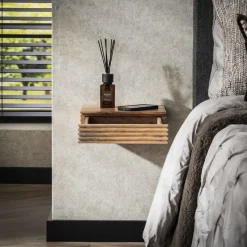 Nachtkastje Naturel Acaciahout - Set van 2 - 30x25x8cm