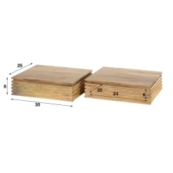 Nachtkastje Naturel Acaciahout - Set van 2 - 30x25x8cm