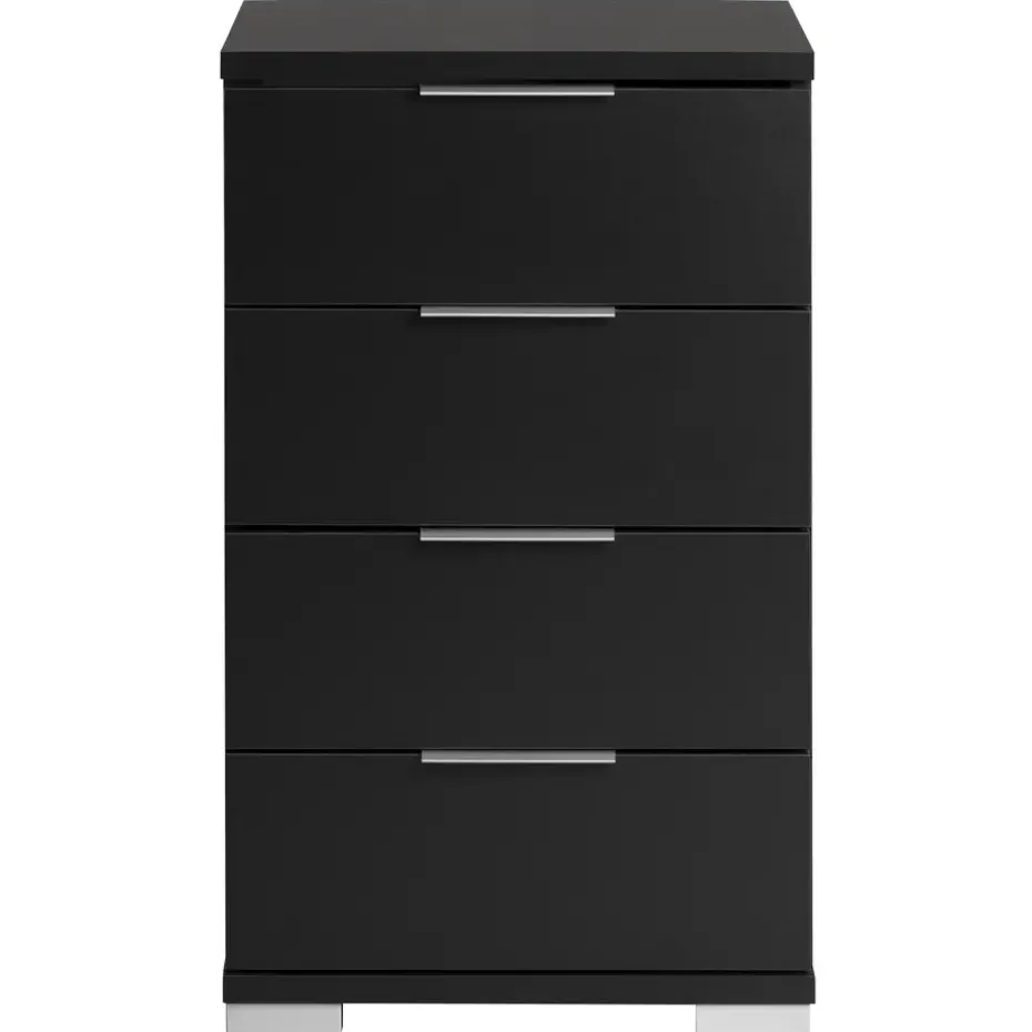Nachtkastje Valencia - 4 lades - zwart
