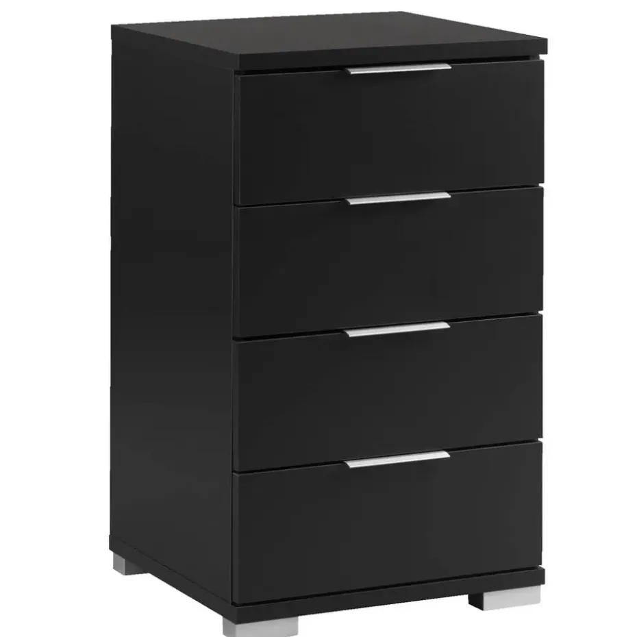 Nachtkastje Valencia - 4 lades - zwart