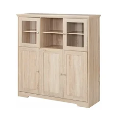 Nanna - Kast met 2 glazen deuren en 3 deuren in eiken effect