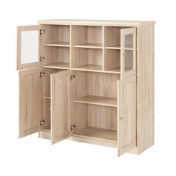 Nanna - Kast met 2 glazen deuren en 3 deuren in eiken effect