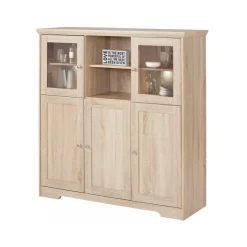 Nanna - Kast met 2 glazen deuren en 3 deuren in eiken effect