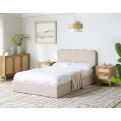 NANTERRE - Bed met opbergruimte - Beige - 140 x 200 cm - Bouclé
